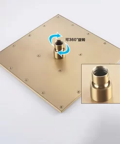 Bathroom, Home Decor, Brushed Gold Brass 10inch Showerhead Wall Mounted Concealed Bathroom Rain Shower Mixer Tap Sets System
