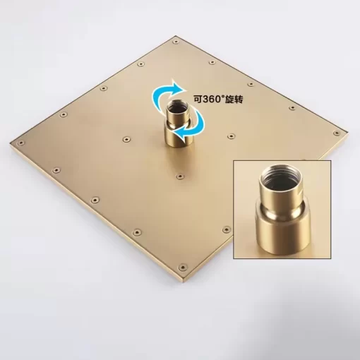 Bathroom, Home Decor, Brushed Gold Brass 10inch Showerhead Wall Mounted Concealed Bathroom Rain Shower Mixer Tap Sets System