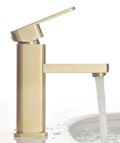 Bathroom, Home Decor, Brushed Gold Single Handle Single Hole Lavatory Basin Mixer Tap Bathroom Sink Faucet