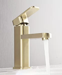 Bathroom, Home Decor, Brushed Gold Single Handle Single Hole Lavatory Basin Mixer Tap Bathroom Sink Faucet