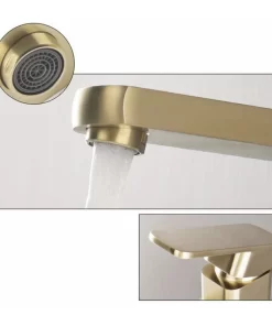 Bathroom, Home Decor, Brushed Gold Single Handle Single Hole Lavatory Basin Mixer Tap Bathroom Sink Faucet