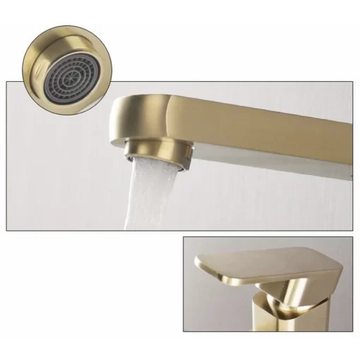 Bathroom, Home Decor, Brushed Gold Single Handle Single Hole Lavatory Basin Mixer Tap Bathroom Sink Faucet