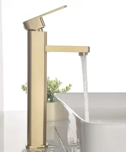 Bathroom, Home Decor, Brushed Gold Single Handle Single Hole Lavatory Basin Mixer Tap Bathroom Sink Faucet