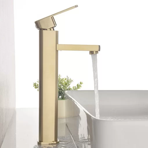 Bathroom, Home Decor, Brushed Gold Single Handle Single Hole Lavatory Basin Mixer Tap Bathroom Sink Faucet