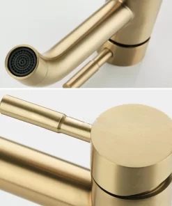 Bathroom, Home Decor, Brushed Gold Tap Water Wash Mixers Faucet Single Lever Single Hole Lead Basin Faucet For Bathroom Sink