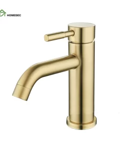 Bathroom, Home Decor, Brushed Gold Tap Water Wash Mixers Faucet Single Lever Single Hole Lead Basin Faucet For Bathroom Sink