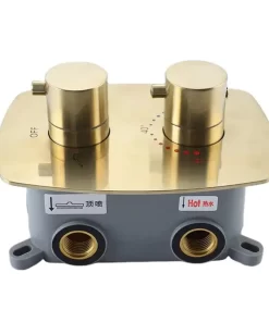 Bathroom, Home Decor, Brushed Gold Wall Mount 2 Function Shower Valves 2 Way Brass Shower Diverter Valve Mixer