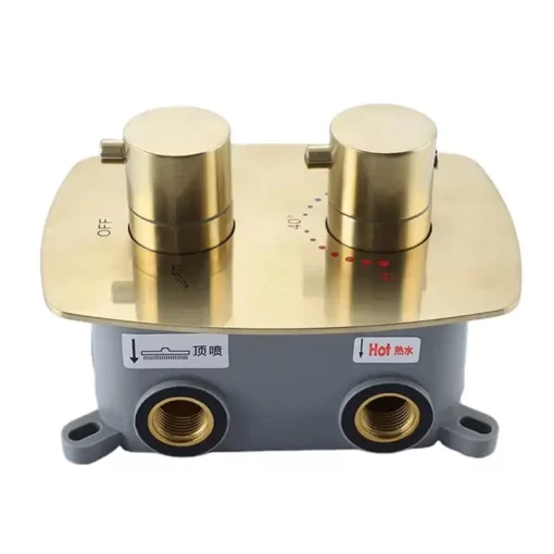Bathroom, Home Decor, Brushed Gold Wall Mount 2 Function Shower Valves 2 Way Brass Shower Diverter Valve Mixer