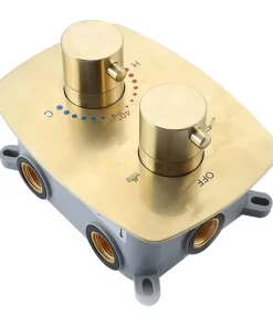 Bathroom, Home Decor, Brushed Gold Wall Mount 2 Function Shower Valves 2 Way Brass Shower Diverter Valve Mixer
