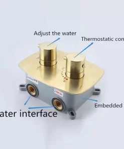 Bathroom, Home Decor, Brushed Gold Wall Mount 2 Function Shower Valves 2 Way Brass Shower Diverter Valve Mixer