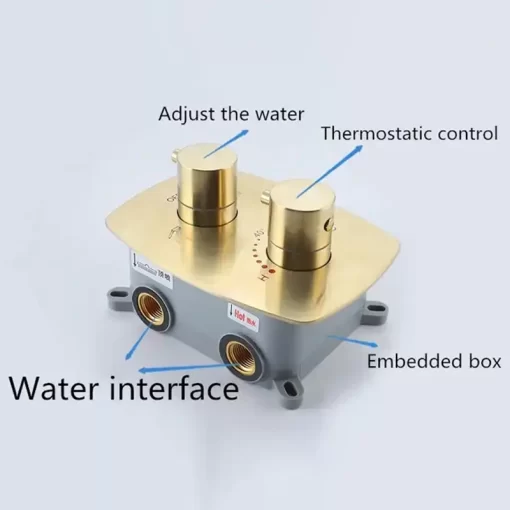 Bathroom, Home Decor, Brushed Gold Wall Mount 2 Function Shower Valves 2 Way Brass Shower Diverter Valve Mixer