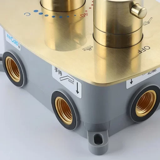 Bathroom, Home Decor, Brushed Gold Wall Mount 2 Function Shower Valves 2 Way Brass Shower Diverter Valve Mixer