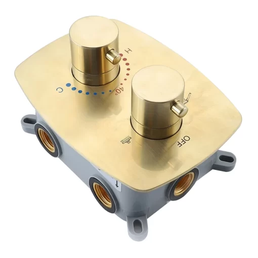 Bathroom, Home Decor, Brushed Gold Wall Mount 2 Function Shower Valves 2 Way Brass Shower Diverter Valve Mixer
