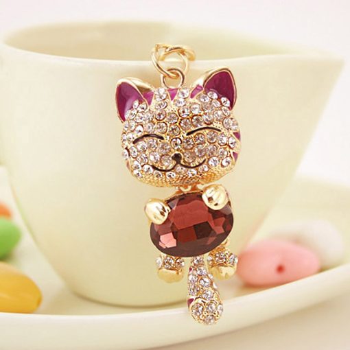 For Her, Gifts, Cat Keychain Smiling Cat Keyring