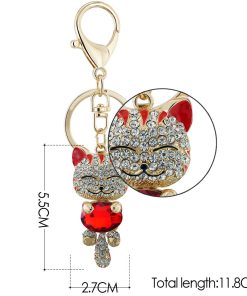 For Her, Gifts, Cat Keychain Smiling Cat Keyring
