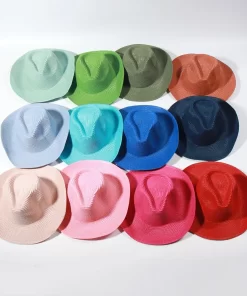 Accessories, Hats, Colorful Vintage Men And Women Cowboy Rolled Brim Straw Cowboy Hat