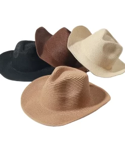 Accessories, Hats, Colorful Vintage Men And Women Cowboy Rolled Brim Straw Cowboy Hat