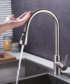 Bathroom, Home Decor, Commercial Washing 2 Functions Smart Touch Sensor Faucet Pull Out Sprayer Kitchen Taps Sink Faucet Kitchen Faucet