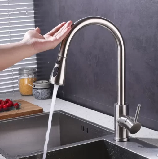 Bathroom, Home Decor, Commercial Washing 2 Functions Smart Touch Sensor Faucet Pull Out Sprayer Kitchen Taps Sink Faucet Kitchen Faucet