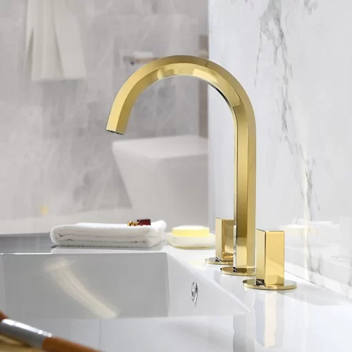 Bathroom, Home Decor, Concealed Brass 3 Hole Bathroom Sink Faucet