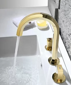 Bathroom, Home Decor, Concealed Brass 3 Hole Bathroom Sink Faucet
