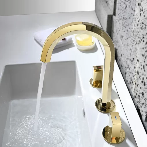 Bathroom, Home Decor, Concealed Brass 3 Hole Bathroom Sink Faucet
