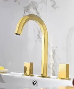Bathroom, Home Decor, Concealed Brass 3 Hole Bathroom Sink Faucet