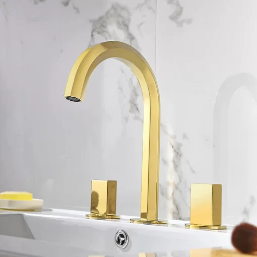 Bathroom, Home Decor, Concealed Brass 3 Hole Bathroom Sink Faucet