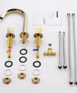 Bathroom, Home Decor, Concealed Brass 3 Hole Bathroom Sink Faucet