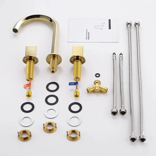 Bathroom, Home Decor, Concealed Brass 3 Hole Bathroom Sink Faucet