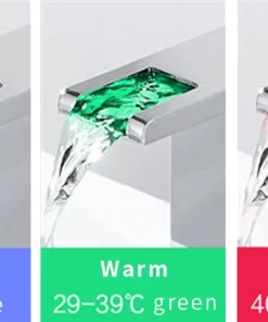 Bathroom, Home Decor, Deck Mounted Square Led Tap Light Basin Sink Faucets