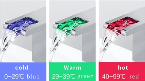 Bathroom, Home Decor, Deck Mounted Square Led Tap Light Basin Sink Faucets