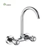 Bathroom, Home Decor, Dual Handle Wall Mounted Kitchen Mixer Faucet Two Holes Chrome Cold And Hot Water Taps