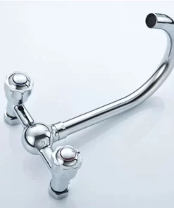 Bathroom, Home Decor, Dual Handle Wall Mounted Kitchen Mixer Faucet Two Holes Chrome Cold And Hot Water Taps