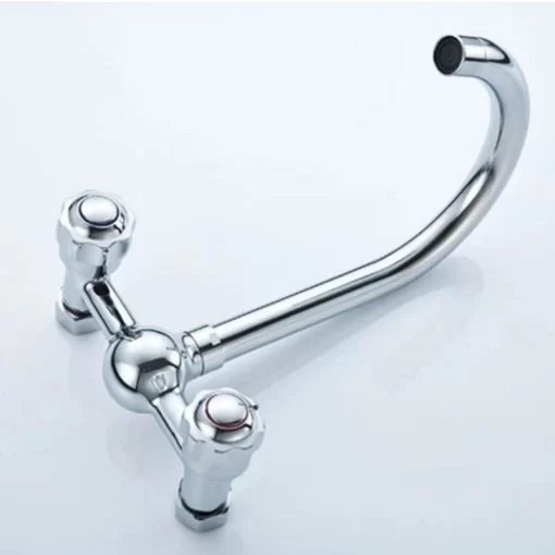 Bathroom, Home Decor, Dual Handle Wall Mounted Kitchen Mixer Faucet Two Holes Chrome Cold And Hot Water Taps