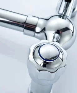 Bathroom, Home Decor, Dual Handle Wall Mounted Kitchen Mixer Faucet Two Holes Chrome Cold And Hot Water Taps