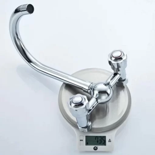 Bathroom, Home Decor, Dual Handle Wall Mounted Kitchen Mixer Faucet Two Holes Chrome Cold And Hot Water Taps