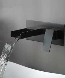 Bathroom, Home Decor, Europe Black In Wall Mounted Faucet Hot And Cold Mixer Bathroom Sink Taps