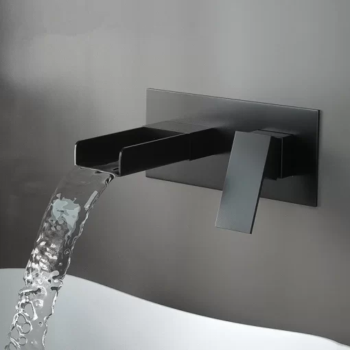 Bathroom, Home Decor, Europe Black In Wall Mounted Faucet Hot And Cold Mixer Bathroom Sink Taps