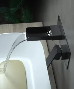 Bathroom, Home Decor, Europe Black In Wall Mounted Faucet Hot And Cold Mixer Bathroom Sink Taps
