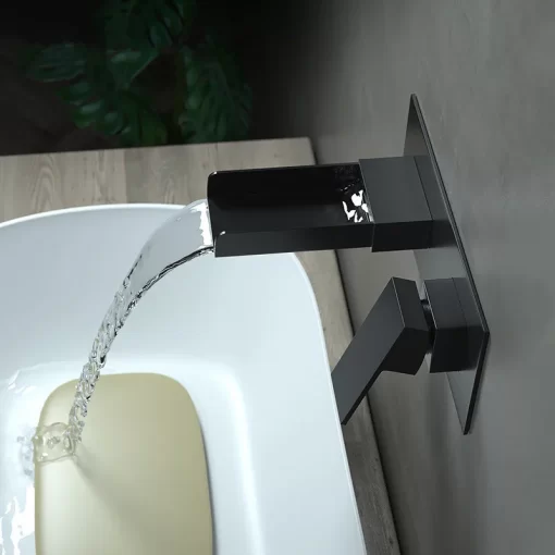 Bathroom, Home Decor, Europe Black In Wall Mounted Faucet Hot And Cold Mixer Bathroom Sink Taps