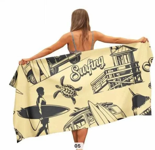 Accessories, Hats, Factory Price Stock Fashion Surfer Hawaiian Print Sand Free Logo Custom Printed Large Beach Towel