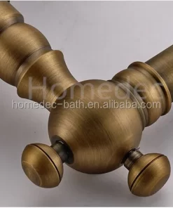 Bathroom, Home Decor, Gold Wall Mounted Dual Handles Antique Brass Bathroom Basin Taps