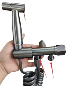 Bathroom, Home Decor, Gun Metal Sus304 Stainless Steel Handheld Shataff Bidet Toilet Sprayer Gun Set For Toilet