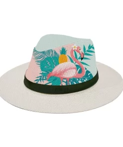 Accessories, Hats, Hats Supplier 2024 New Designed Summer Custom Printing Flamingo Panama Printed Beach Straw Hat