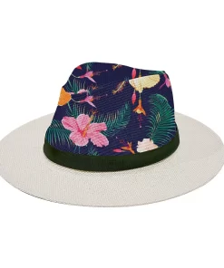 Accessories, Hats, Hats Supplier 2024 New Designed Summer Custom Printing Flamingo Panama Printed Beach Straw Hat