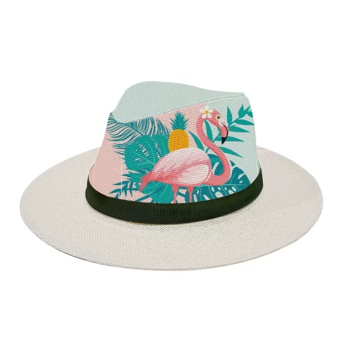 Accessories, Hats, Hats Supplier 2024 New Designed Summer Custom Printing Flamingo Panama Printed Beach Straw Hat