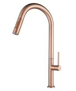 Bathroom, Home Decor, High Arc 304 Stainless Steel Modern Brushed Gold Pull Out Kitchen Sink Faucet With Pull Down Sprayer