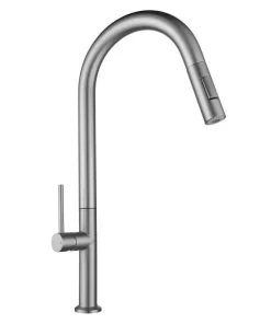 Bathroom, Home Decor, High Arc 304 Stainless Steel Modern Brushed Gold Pull Out Kitchen Sink Faucet With Pull Down Sprayer