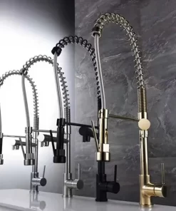 Bathroom, Home Decor, High Arc Pre-rinse Kitchen Faucet Deck Mounted Pot Filler  Pull Down Spring Spout Sink Tap